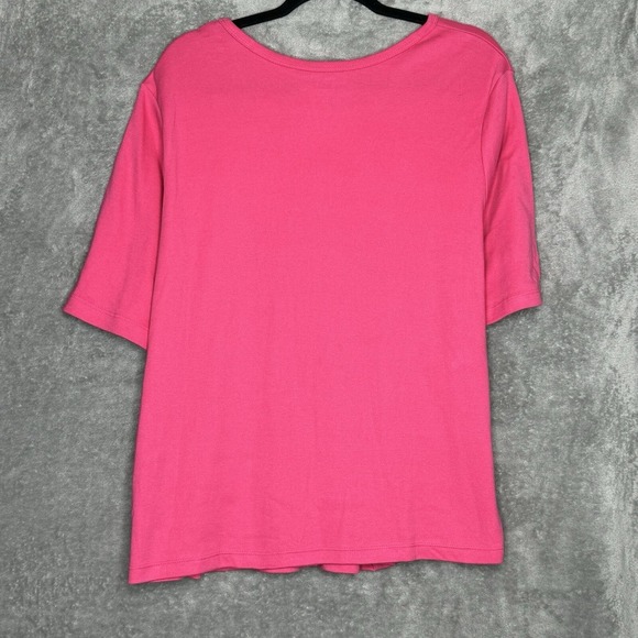 BFA Classics 2X Top Shirt Fuchsia Pink Solid Short Sleeve Scoop Neck Cotton - Picture 4 of 7